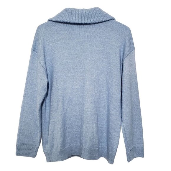 Talbots Breton Button Collar Pullover Cotton Blend Knit Blue Sweater Womens L - Picture 5 of 7